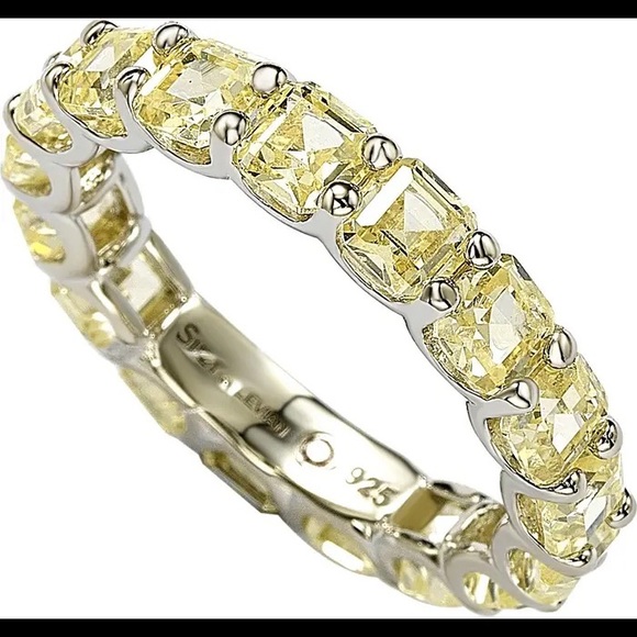 SUZY LEVIAN Sterling Silver Yellow CZ Modern Eternity Band Ring Size 7 NWT - Picture 5 of 6